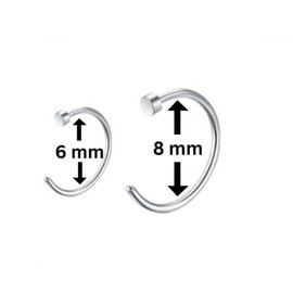 MORESHA 2 Pcs Silver NOSE RING 6MM +8 MM, thin Tiny Nose Hoop,septum Ring,Lip Rings, Helix Rook,Super Snug Nose perfect Women Girl's Gift