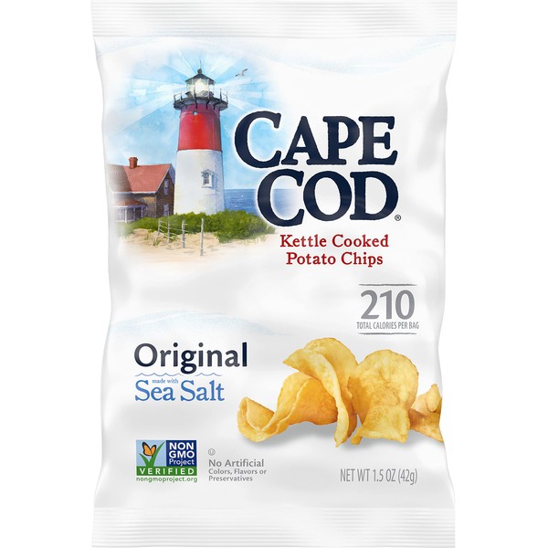 Cape Cod Potato Chips, Original Kettle Cooked Chips, Snack Bags 1.5 Oz (56 count)