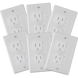Paquete de 6 fundas de enchufe de seguridad con cierre automático (2 tornillos), una alternativa a los enchufes de pared para enchufes a prueba de niños (blanco)