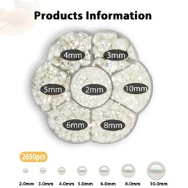 5300 Pcs Nail Pearls for Nail Art Half Pearls Beads Pearls for Nails Flatback Pearls for Crafting Mixed Sizes Round Gems ABS Round Plastic Beads for Manicure Face Art DIY Crafts Jewelry