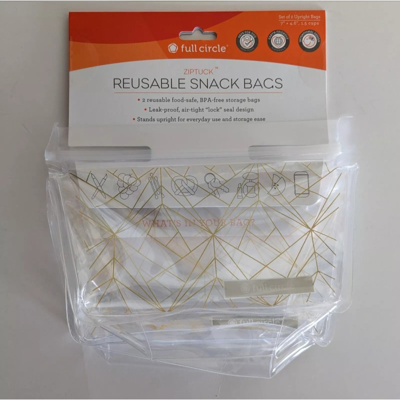 Full Circle Ziptuck Reusable Snack Bags 2 Stand Up Bags
