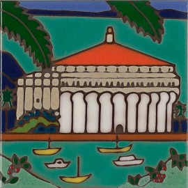 Hand Painted by Pacific Blue Tile  Ceramic Tile Catalina Casino wall decor hot plate installation backsplash mural