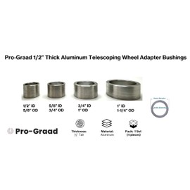 Pro-Graad 1/2” Thick Reducing Bushing Adapter | Aluminum Reducer Bushing for Bench Grinding Wheels with 1-1/4” or 1” Arbor Hole Reduce to 3/4”, 5/8” or 1/2" Shaft (for 1/2" Wide Wheels)