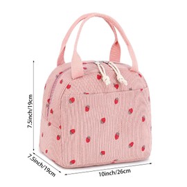Agvdg Lunch Bag Strawberry Pink Lunch Bags for Women Insulated Lunch Bag Tote Cute Lunchbag for Work, School, Picnic, Camping
