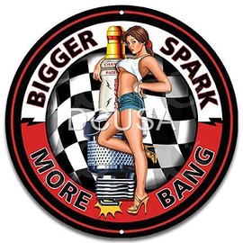 Decorative Concepts Vintage Champion Sparkplug Themed Medium 18" Metal Wall Sign