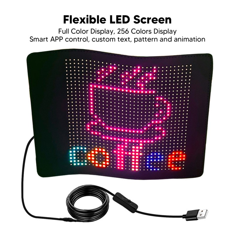 Flexible LED Car Screen 32x32 Resolution Bluetooth APP Control Scrolling