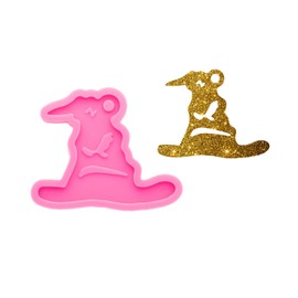 Super Glossy Magic Witch Hat Shape Keychain Silicone Mold for Resin Casting, Epoxy Resin Craft Silicone Molds, DIY Jewelry Making Silicone Molds Pendant Mould Polymer Clay Mold