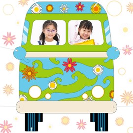 Hahafelt Mysterious Car Photo Prop Funny Mystery Bus Prop Hippie Bus Photo Prop Daisy car Photoprop Banner Mystery Party Van Prop Fabric Selfie Frame Birthday Party Supplies 59 x 48.6inch