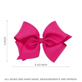 Wee Ones Girls' Classic Velvet Hair Bow on a WeeStay No-Slip Hair Clip, Satin Lining, For All Hair Types, Small King, Red