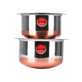 Sumeet Stainless Steel Tope Set, 1 L, 1.4 L, 2 Piece (Steel)