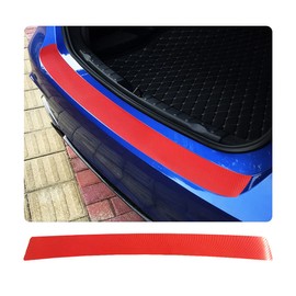 Ziciner Car Rear Bumper Protector Guard, Anti-Scratch Carbon Fiber Trunk Door Sill Protection Strip Sticker, Universal Vehicle Trim Cover Accessories for Car, Truck, SUV, Van (35.4×3.75 in, Red)