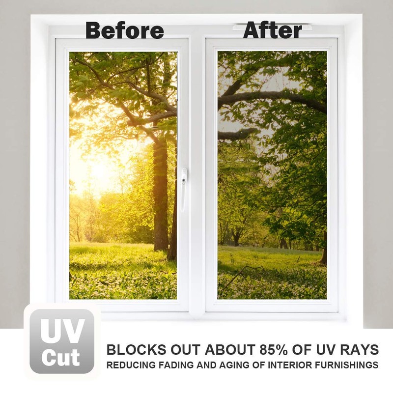 WPCTEV Window Film One Way Mirror Film Privacy Static Non-Adhesive