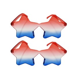 VIGUEUR 2PCS Star Shaped Sunglasses, Patriotic Rimless Design