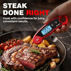 Termómetro profesional digital para carne, lectura instantánea de 1 segundo, precisión de ± 0.5 ℉, termómetro impermeable para alimentos con gran pant