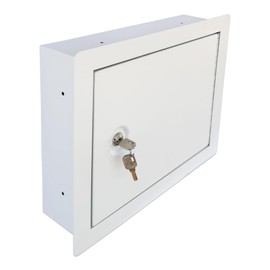 In-Wall Safe with Key Lock – Heavy-Duty Steel Lockable Hidden Wall Compartment for Secure Storage, Wall Safe Box for Jewelry, Cash, and Documents – 15.75-Inch Exterior Width, White