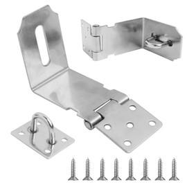 Shear Hasp 5 Inch Padlock Hasp 304 Stainless Steel Lock Hasp Door Lock, Corrosion Resistant, Includes Screws, Ideal for Wooden Doors, Garages and Cabinets - Silver