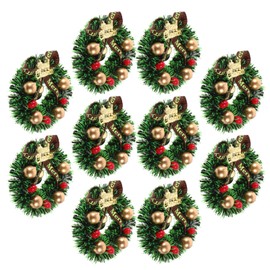 10pcs Christmas Mini Wreath Miniature Christmas Tree Decoration Mini Craft Wreaths Garlands Scene Ｍod for Dollhouse Christmas Party Decoration