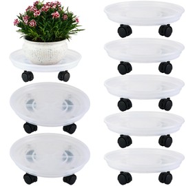 8 Packs Plant Caddy with Wheels 11.8" Plastic Rolling Plant Stands Heavy-Duty Plant Dolly with Casters Indoor Outdoor Wheeled Plant Roller Base Large Planter Saucers Plant Mover