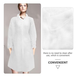 Baluue 10 Stück experimentelle Kleidung, Einweg, Laborkittel, Langarm, Uniform, Mantel, Staubwedel, Vlies, Halsband Weiß, für Erwachsene