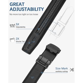 BOSTANTEN Mens Belt Leather Ratchet Belt For Men Dress and Casual with Adjustable Buckle, Trim to Fit