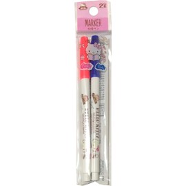 サンリオ ハローキティ 水性カラーペン 2個セット 文房具 (ピンク、ブルー)