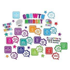 Ashley Productions Smart Poly Mini Bulletin Board Set, Growth Mindset, 41 Piece Set