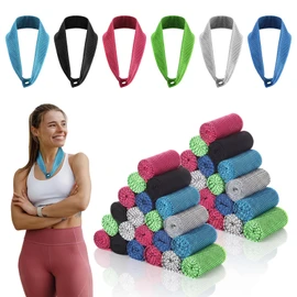 Jeere 60 Pcs Cooling Towels for Neck with Snap Button 24.5'' Ice Cold Microfiber Mesh 6 Colors Sports Cooling Neck Wraps for Men Women Gym, Yoga, Outdoor, Running, Hiking, Camping, Workout