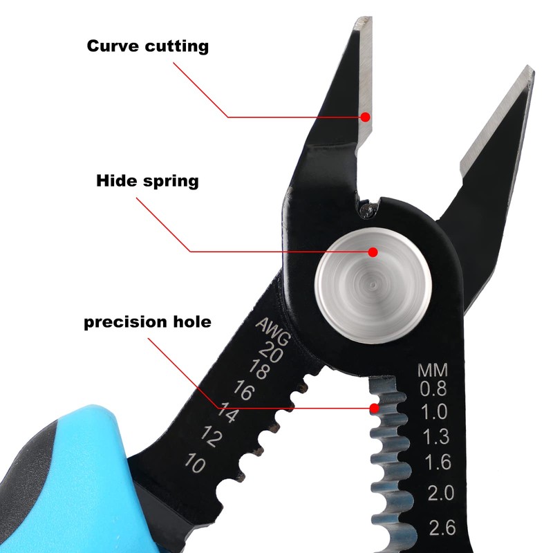 WGGE Wire Cutters Precision Flush Pliers with Supplementary Stripping, Cutting