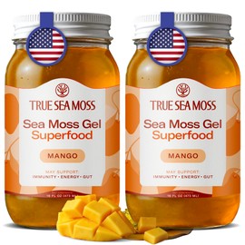 TrueSeaMoss Sea Moss Gel – Made in USA – Wildcrafted Seamoss, Fruits & Jarred Vegetables – Mango, Pack of 2 (Labels may Vary)