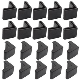 AUXBC 20PCS L Shaped Black Furniture Foot Caps 25mm x 25mm Caps Angle Iron End Caps, Furniture Angle Pads Bed Steel Frame Racks Shelves Rubber Feet Covers