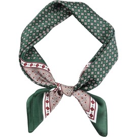Vintage Silk Feel Square Scarf for Men Satin Bandana Tiny Medallion Print Neckerchief Geometry Head Scarf - Color: Grassgreen
