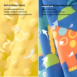 Uttermara Weighted Blanket 5 lbs, Ultra Cozy Minky Fleece and Cotton Sided with Cartoon Patterns, Reversible Heavy Blanket Great for Calming and Sleeping, 36x48 inches, Blue Dinosaur Park