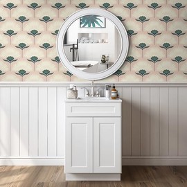 CiCiwind Vintage Wallpaper Peel and Stick Botanical Contact Paper Boho Wall Paper Pink Removable Self Adhesive Bathroom Bedroom Eco-Friendly Thicken 17.3" × 78.7"