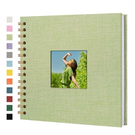 Yopih Linen Covered Scrapbook Photo Album, 8x8 Inches with Hardcover Kraft White Pages - Ideal for Travel, Wedding, Guest Book, Christmas, Baby Shower (20 Sheets/40 Pages)
