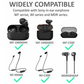 A-Focus Ear Tips Buds Set for WF-1000XM5 WF-1000XM4 WI-XB400 WF-C700N Silicone Eartips Earbuds Eargels Compatible with Sony in-Ear Headset WI-C200 WF-C500 etc 2S2M1L Black