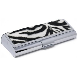 Metallic Hard Shell Zebra Print Protective Case for Eyeglasses and Sunglasses with Velvet Liner (6” X 2.5” X 1”)