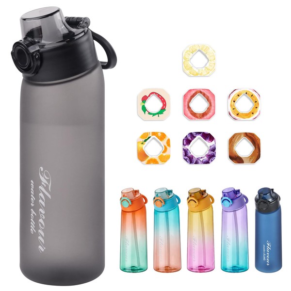Metyniete Air Water Bottle with Flavour Pods, 900ml Starter Set BPA Free Drinking Bottles Flavour Pods Scented 0 Sugar and Water Cup for Outdoor Sports (With 7 Flavour Pods)
