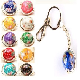 Natural Stone Globe Key Chain (Each Color)> Pierce ■ 10 Colors to Choose from ■ Power Stone [Peerth Shop] (Blue)