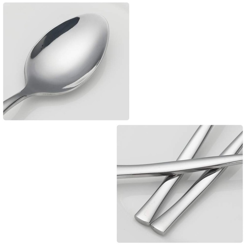 Qskely Cucharas de postre de acero inoxidable de 12 piezas,