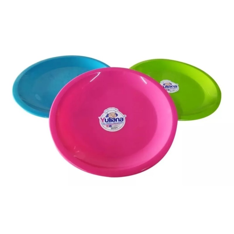 Yuliana 40 Platos Taquero Plástico 24 Cm Colores Variados