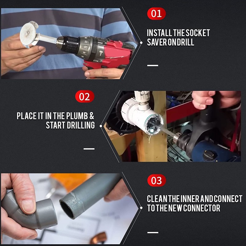 Plumbing Fitting Saver Bit Socket 1/4in Power Drill Pipe Reamer