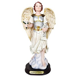 Love's Gift Inc. Saint Archangel Gabriel Statue, White, 8.5 Inch