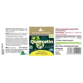 Quercetin Dr. Michalzik - with 95% pure quercetin - from the flowers of the Japanese string tree | recommended daily dose quercetin [500 mg] | without additives - from BIOTIKON®