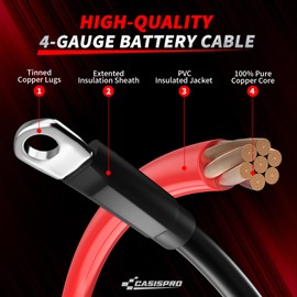 CASISPRO Golf Cart Battery Cables for EZGO TXT 1994-UP 36&48V, 7 PCS 4 Gauge EZGO Battery Cables Wiring Kit, Golf Cart Pure Copper AC/DC Wire Kit