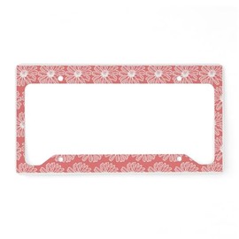 CafePress Light Coral Gerbara Daisy Pat License Plate Holder Aluminum License Plate Frame, License Tag Holder