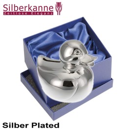 SILBERKANNE Duck Money Box 8 x 8 cm Premium Silver Plated Elegant Silver Plated in Top Workmanship Ready to Give as a Gift with Stylish Gift Packaging
