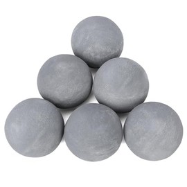 Ceramic Fire Balls, 5 Inch Set of 6 Fire Stones for Indoor & Outdoor Fire Pits or Gas Fireplaces, Reusable Decorative Landscaping and Fireplaces Accessories, Grey