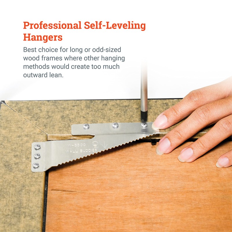 Wall Buddies Large Hanger for Wood Picture Frames - Supports
