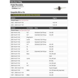 Marketplace Auto Parts Valve Cover Stud and O-Ring Grommet - Compatible with 1997-2003 Ford F-150 V8 (with Stud-Type Valve Cover)