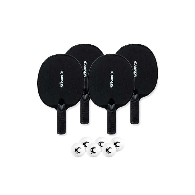 Cannon Sports Unbreakable Table Tennis Paddle Set (4 Black Paddles